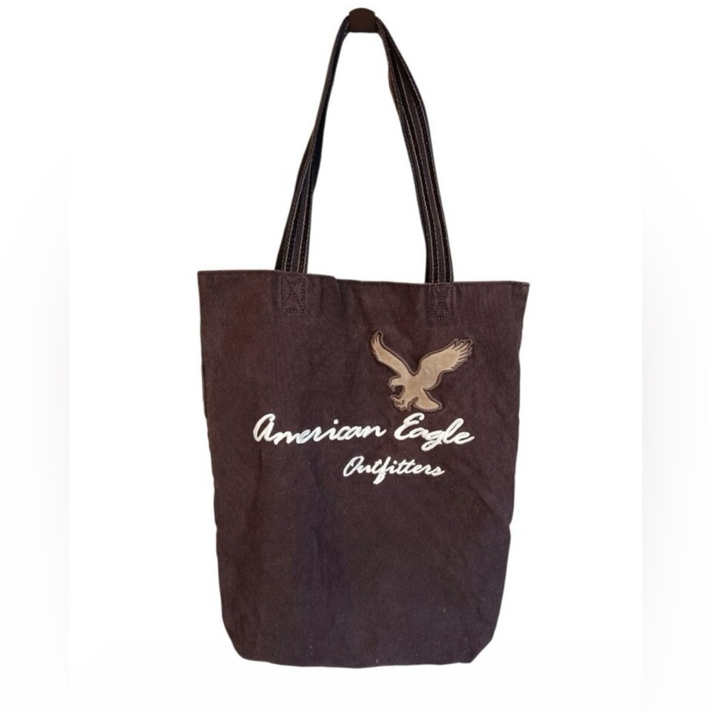 Vintage American Eagle Brown Tote Bag with side magnetic snap